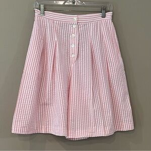 VTG 90s Seersucker Button Fly Pleated Baggy High Rise Shorts Sz 28 Pink Stripe